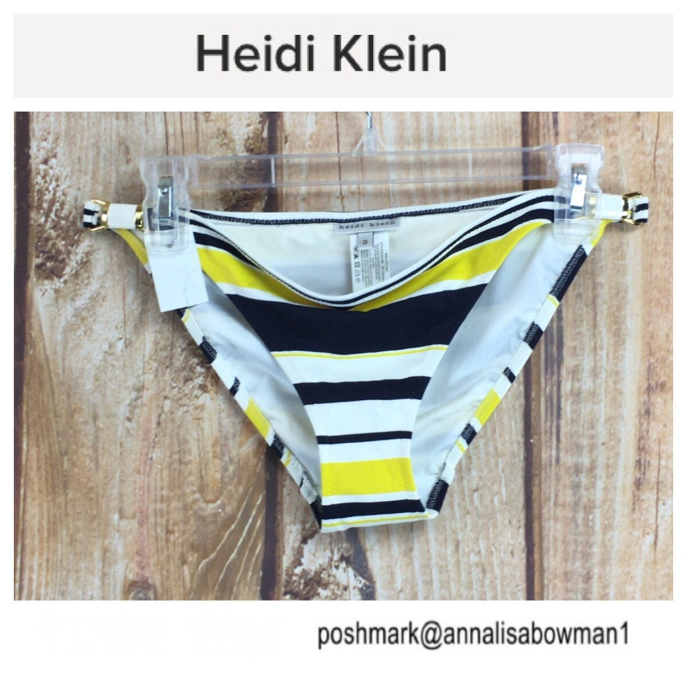 💙NWT HEIDI KLEIN Size 3 (L) Striped Bikini Bottom